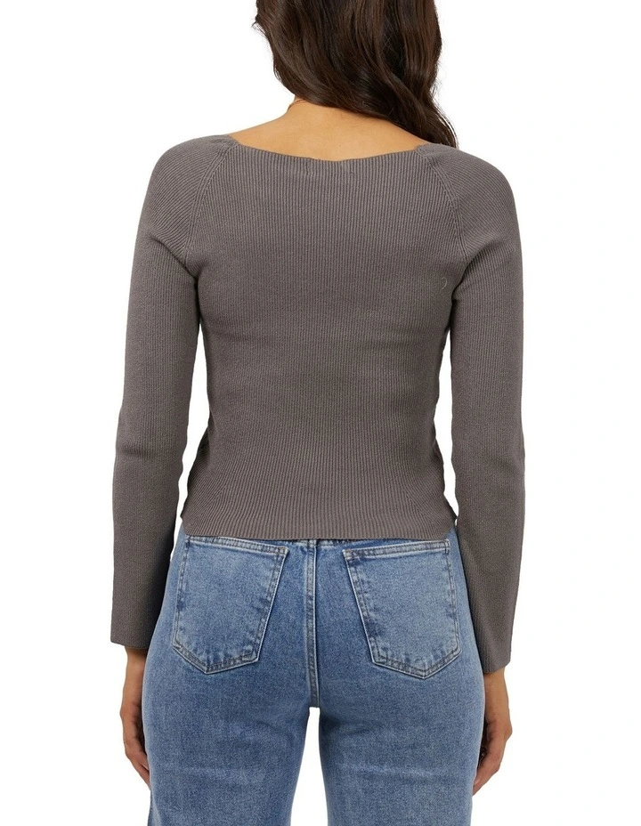 Jessa Knit Top in Charcoal