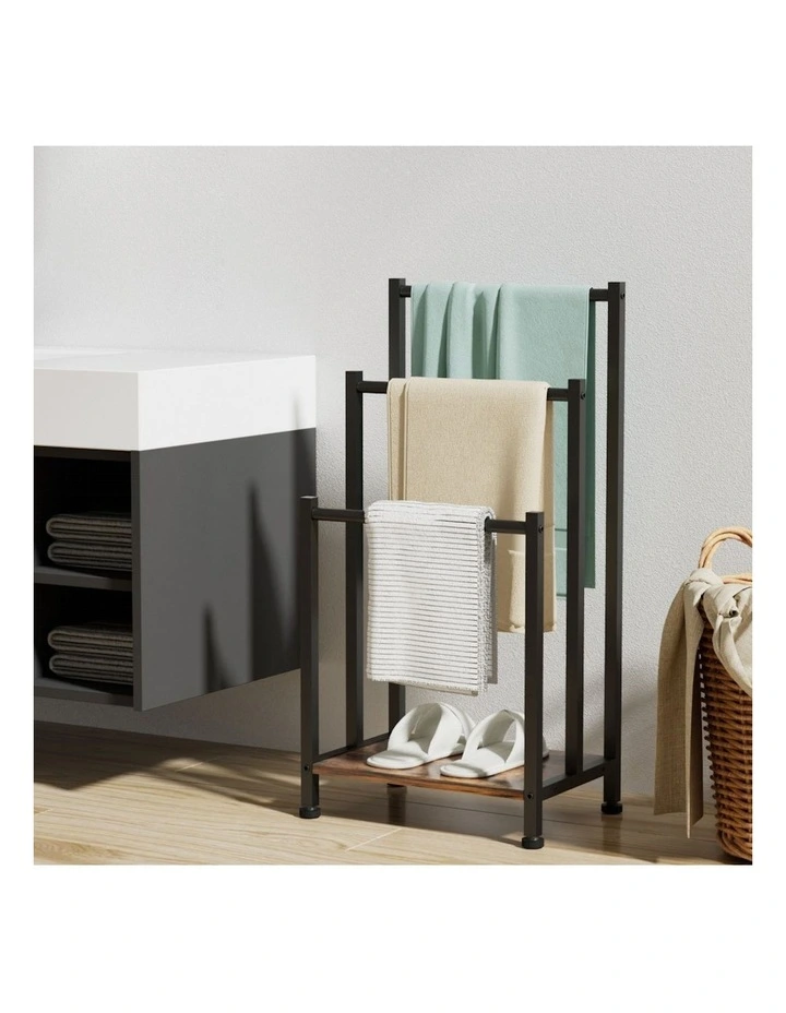 Freestanding 3 Tier Towel Rack in Black