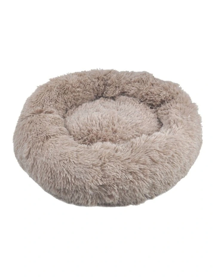 Ultra Soft Washable Calming Round Pet Bed 80cm in Brown