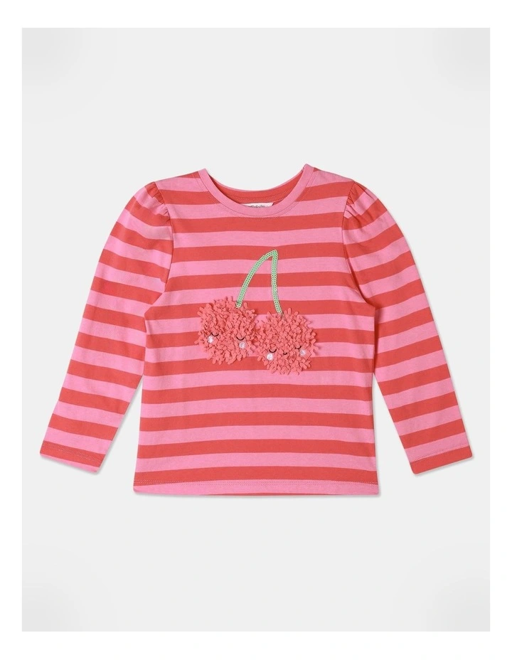 Sequin Cherry Top (3-8 Years) in Pink