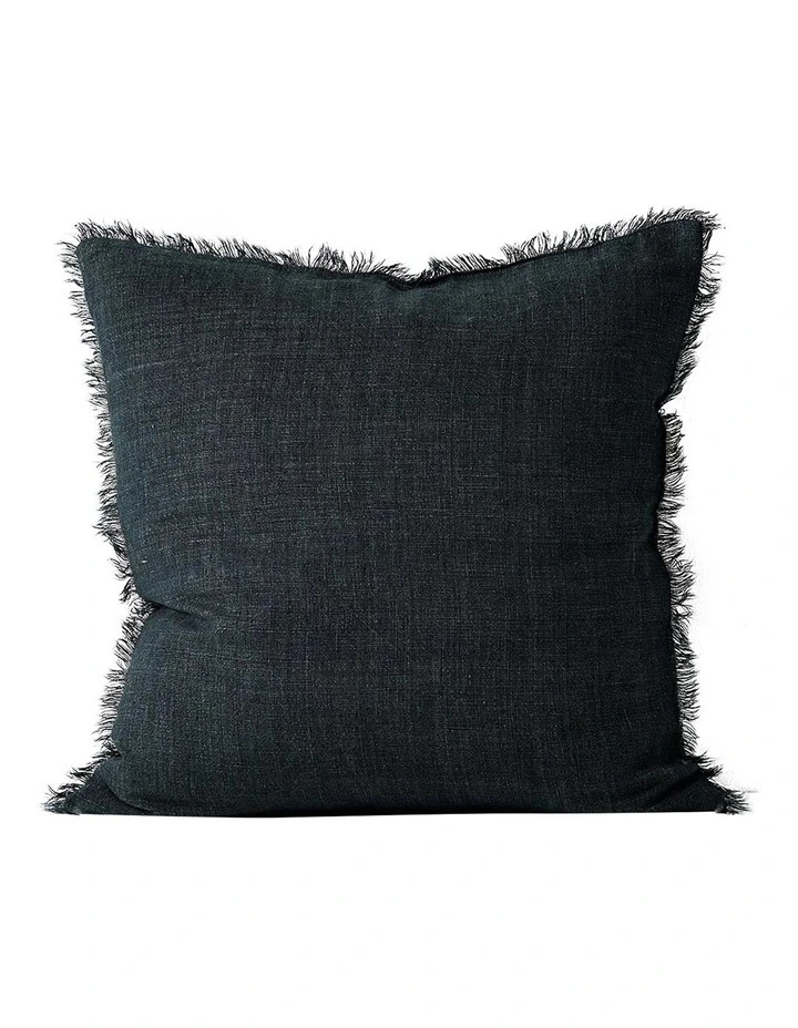 Vintage Linen Fringe Cushion in Slate