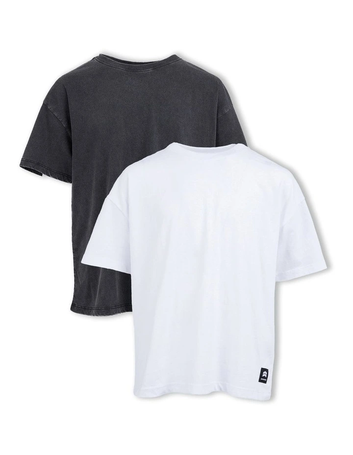 Vintage Wash Tee 3-7 Years 2 Pack in Black/White