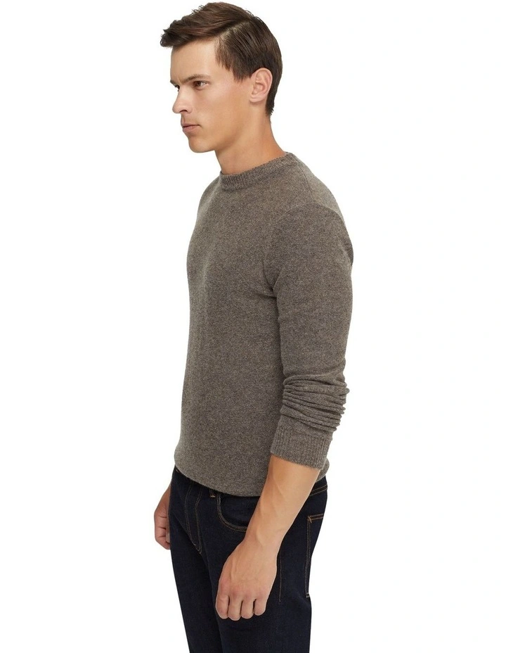 Leon Crew Neck Wool Rich Knit in Nutshell