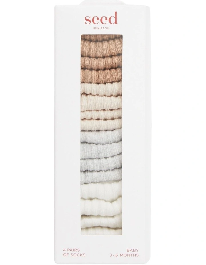 Rib Sock Multipack In Natural
