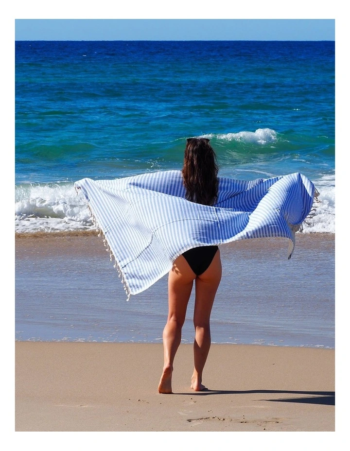 Cotton Beach Towel in Sky Blue