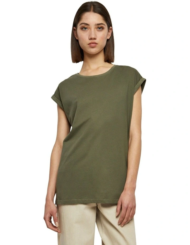 Extended Shoulder Tee in Olive