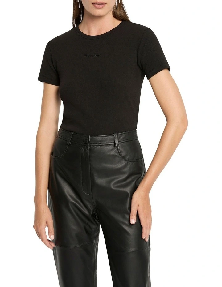 Ribbed Must Have Logo Tee in Black