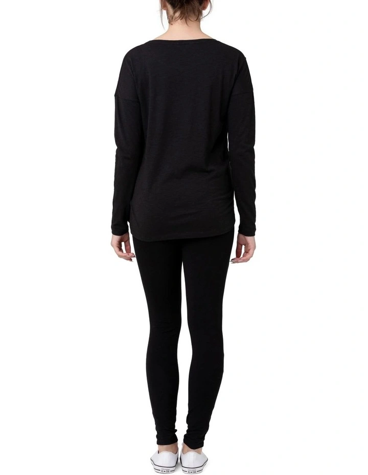 Richie Long Sleeve Nursing Tee in Black