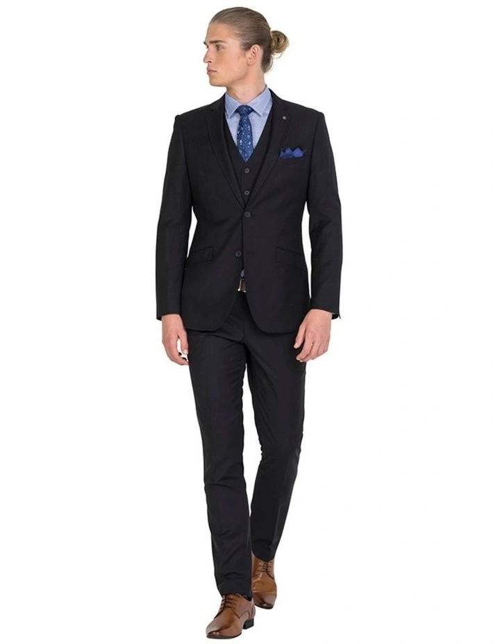 Tailored Fit Long Jacket in Black