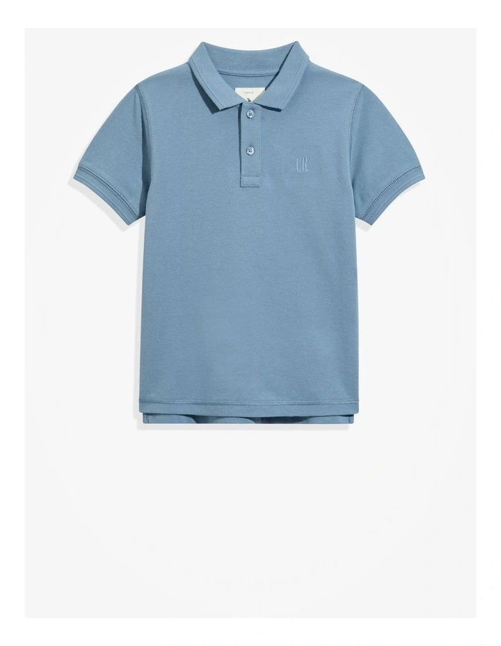 Organically Grown Cotton Polo Shirt in Faded Blue