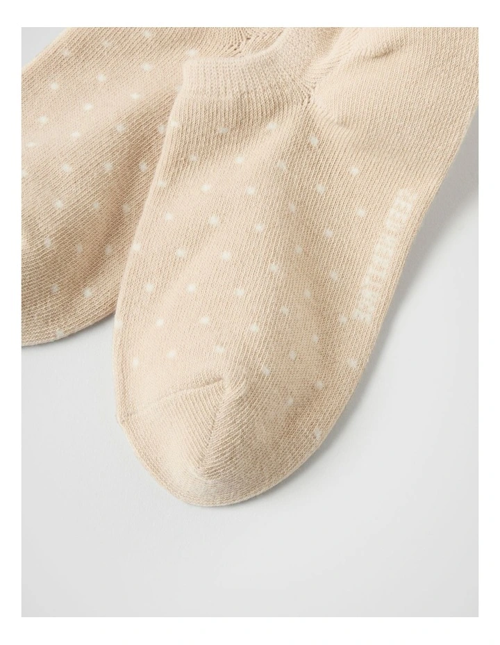 Polka Dot Sneaker Sock in Champagne Beige Cream
