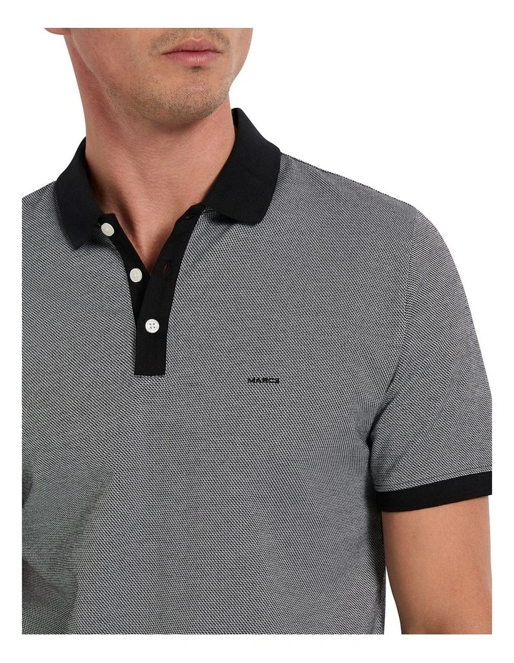 Haru Jacquard Polo Shirt in Black/White