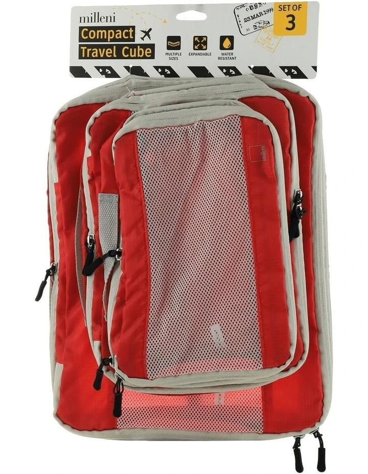 Compact Travel Cube 3 Pack in Red