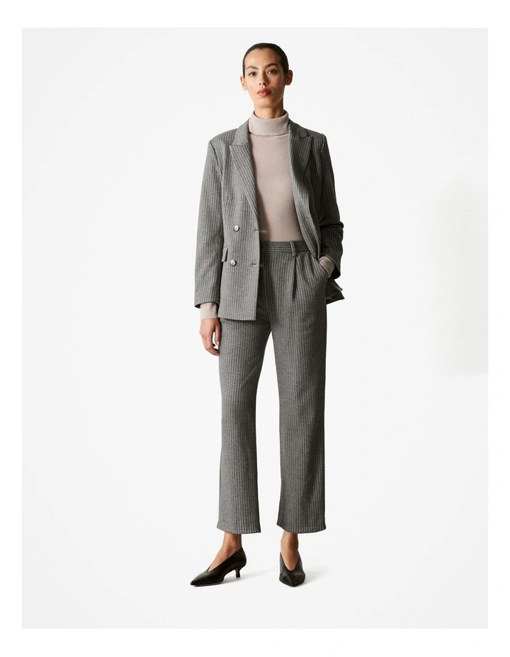 Cotton Wool Blend Pinstripe Ponte Pant in Grey