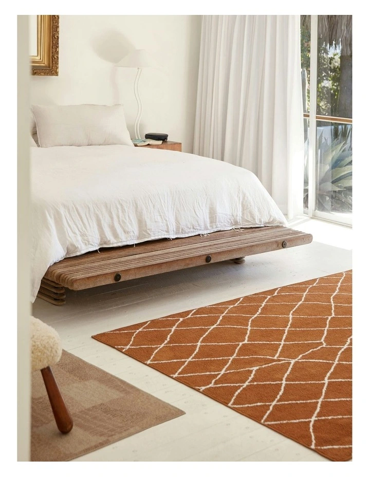 Joy Washable Cotton Feel Area Rug in Light Brown