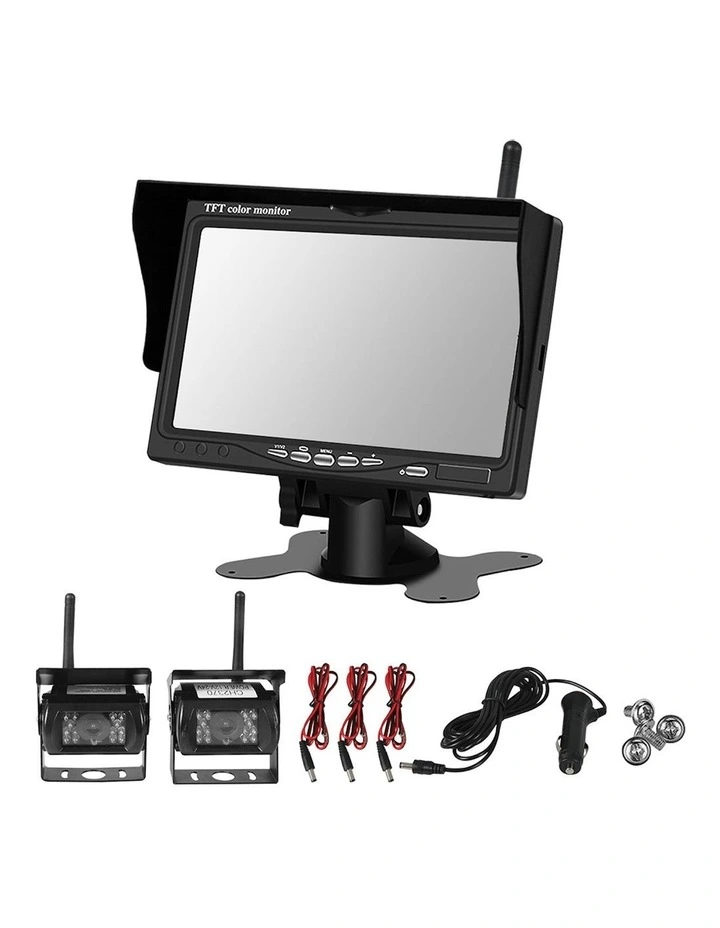Wireless Rear View Monitor 2 WIFI Reverse Camera Kit in Black