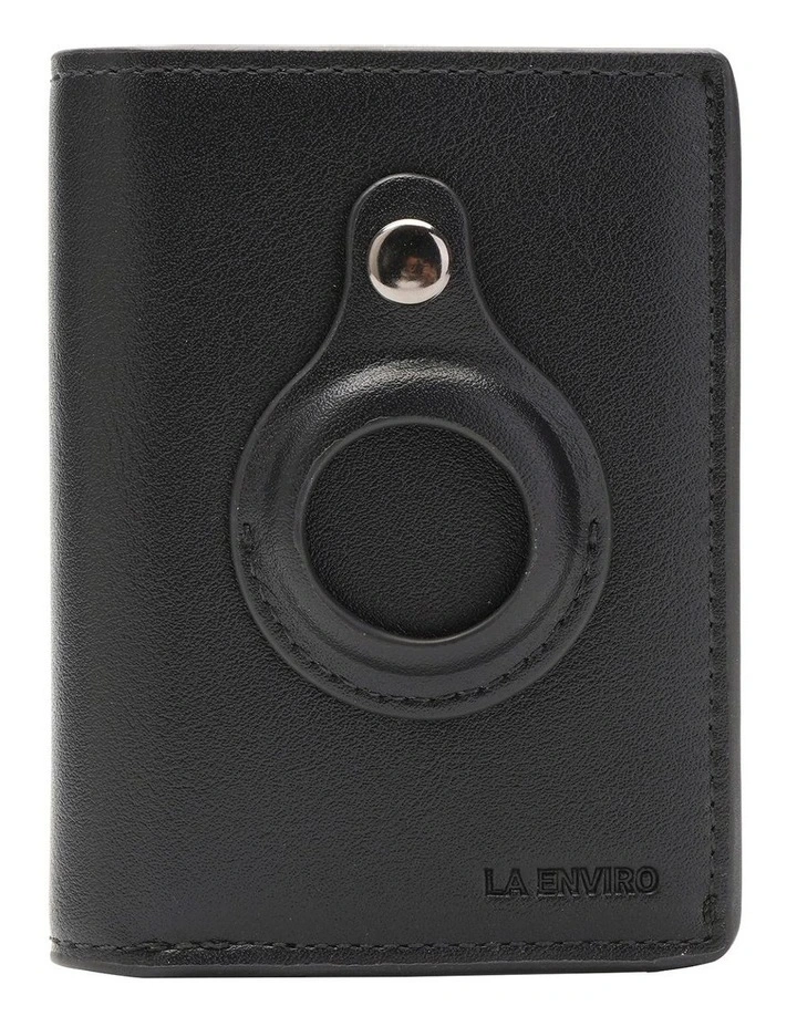 Fitzroy Air Tag Trackable Vegan Leather Wallet in Black