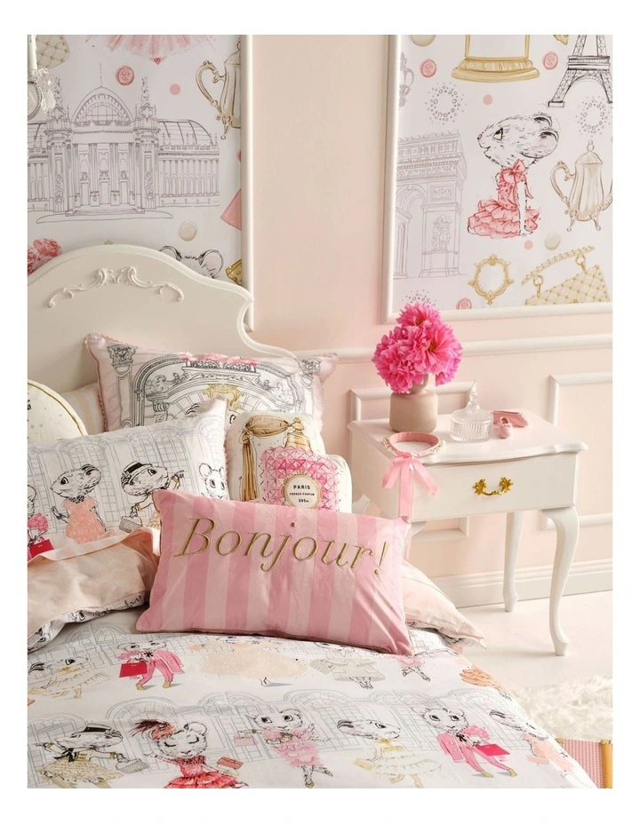 Bonjour Cushion 35x55cm in Rose