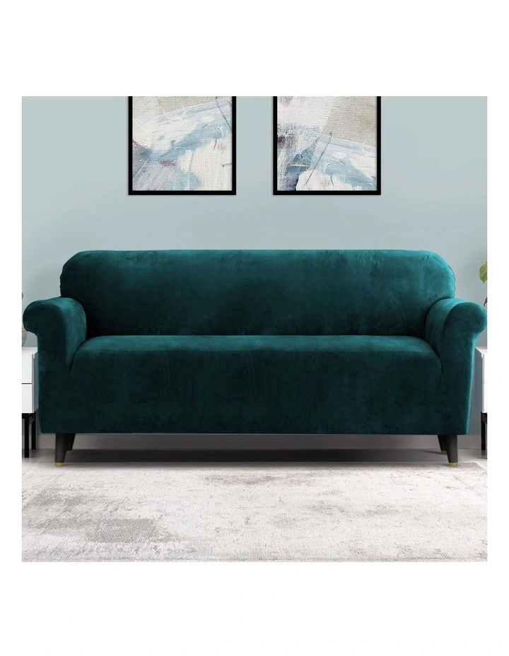 4 Seater Velvet Sofa Cover in Agate Green
