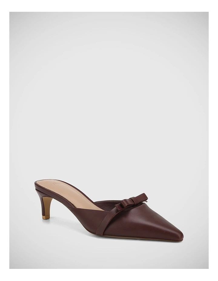 Joya Leather Kitten Heel Mule in Bordeaux