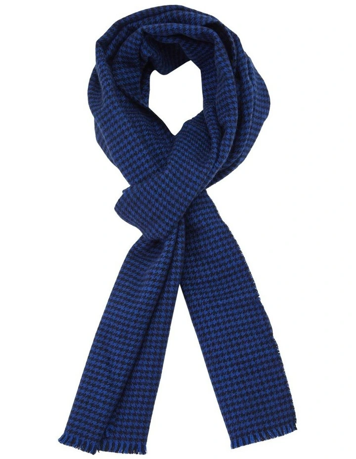 Reid Wool Check Scarf in Midnight Blue