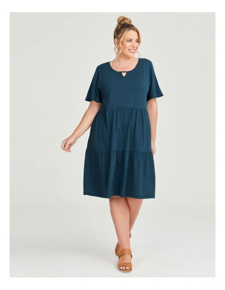 Cotton Floaty Sleeve Dress in Rainforest