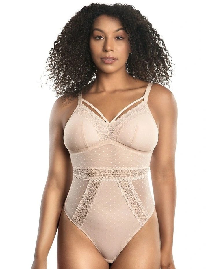 Mia Dot Wireless Thong Bodysuit in Cameo Rose