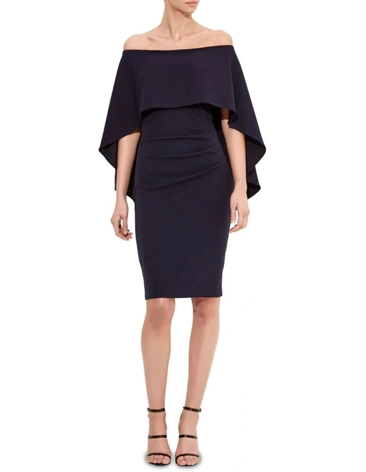 Aerin Navy Stretch Crepe Dress in Navy