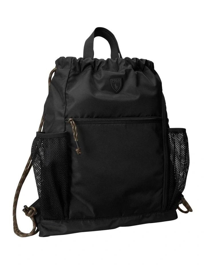 Canvas Convertible Drawstring Bag in Black