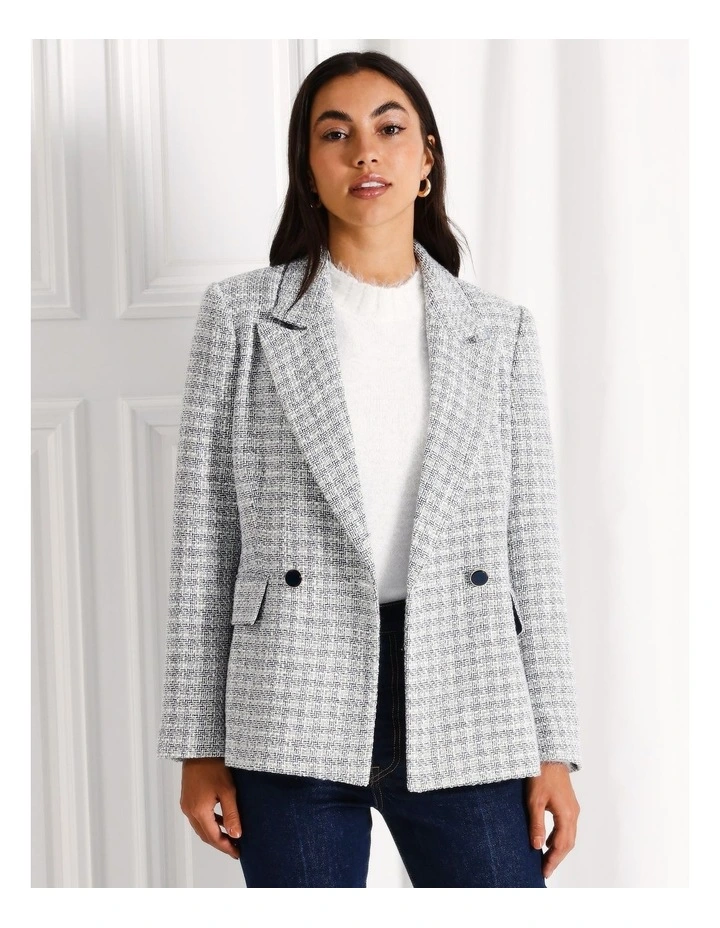 Boucle Double Breasted Blazer in Sage