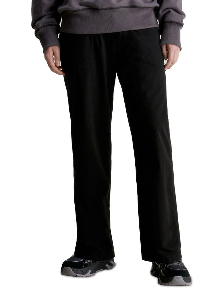 Badge Trim Woven Pant in Black