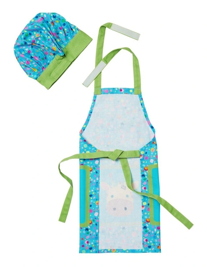 Kasey Rainbow Critters Apron & Hat Set in Blue
