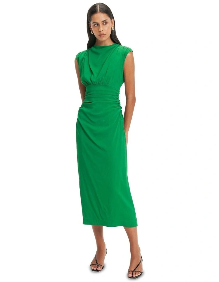 Ruched Bodice Pencil Dress in Green