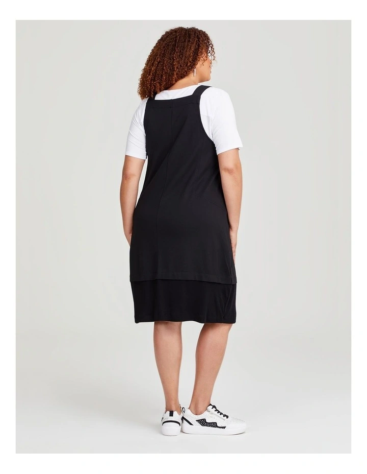 Ponte Everyday Pinafore Dress in Black