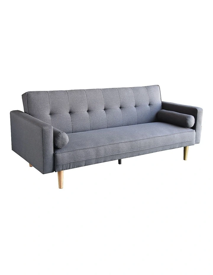 Sarantino 3 Seater Linen Sofa Bed Couch with Pillows Dark Grey
