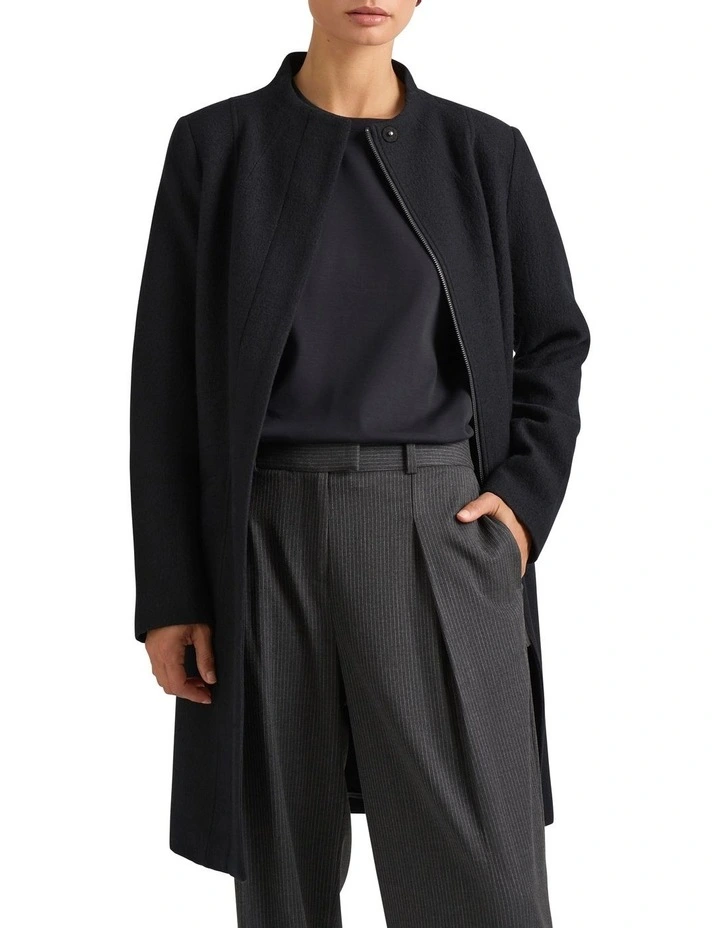 Madison Felted Wool Coat in Black
