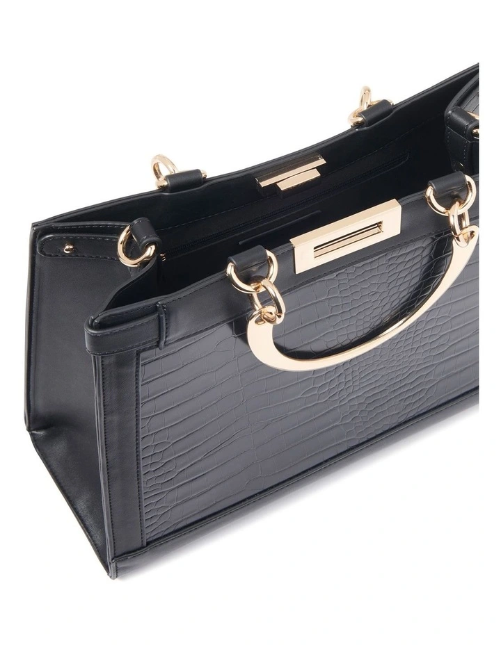 Maddy Metal Handle Tote Bag in Black