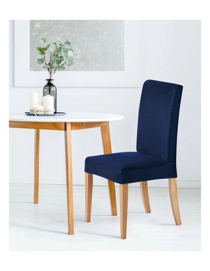 Premium Faux Suede Dining Chair Cover in Royal Navy