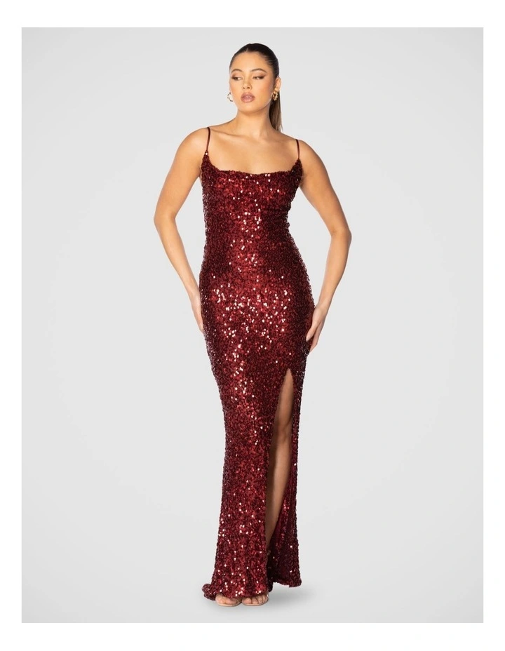 Ida Maxi Gown in Burgundy