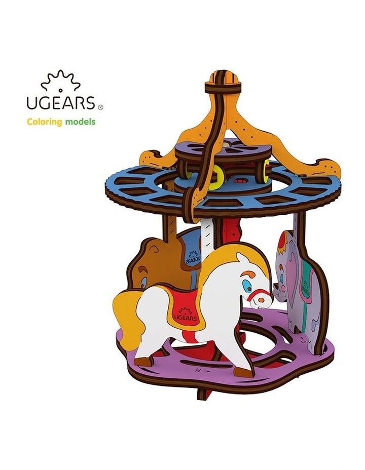 3D Colouring Merry-Go-Round 23 Piece Wooden Puzzle Kit (5+ Years)