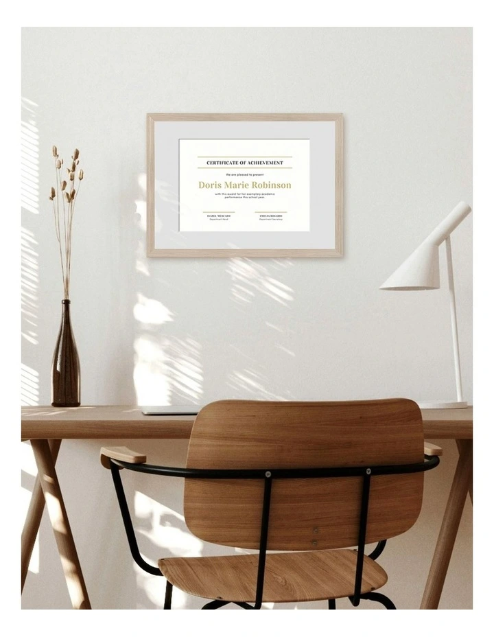 Australia Made Timber Certificate Frame A3 to A4 in Polar Birch