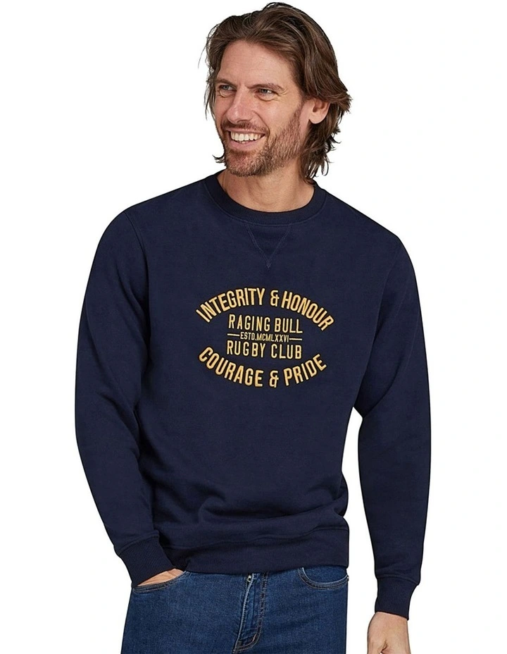 Integrity and Honour Embroided Sweat Top in Navy