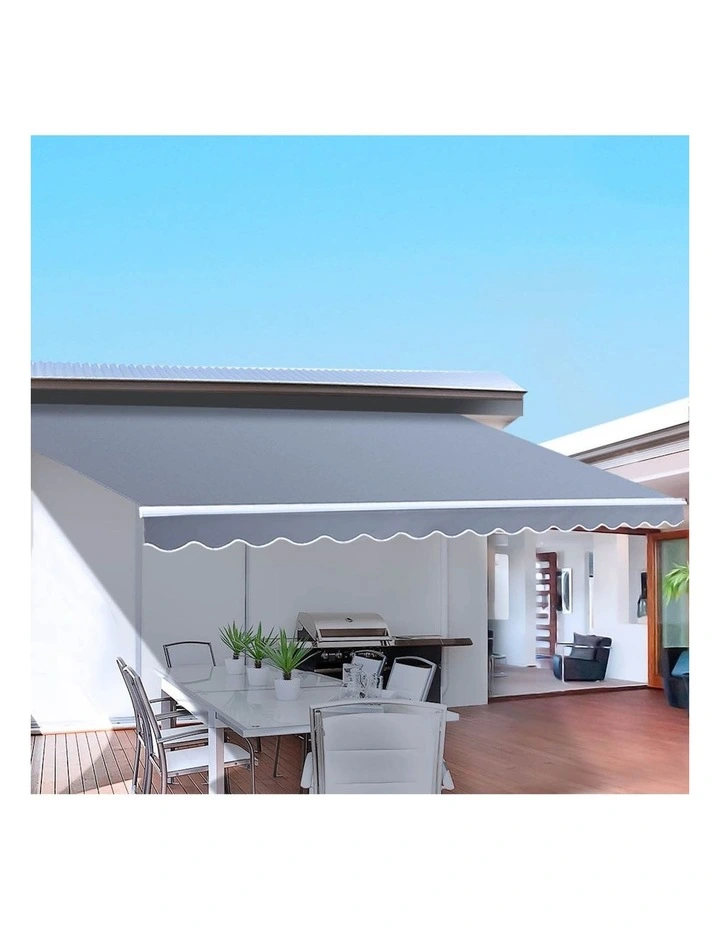 Retractable Folding Arm Awning Manual Sunshade 3Mx2.5M in Pearl Grey