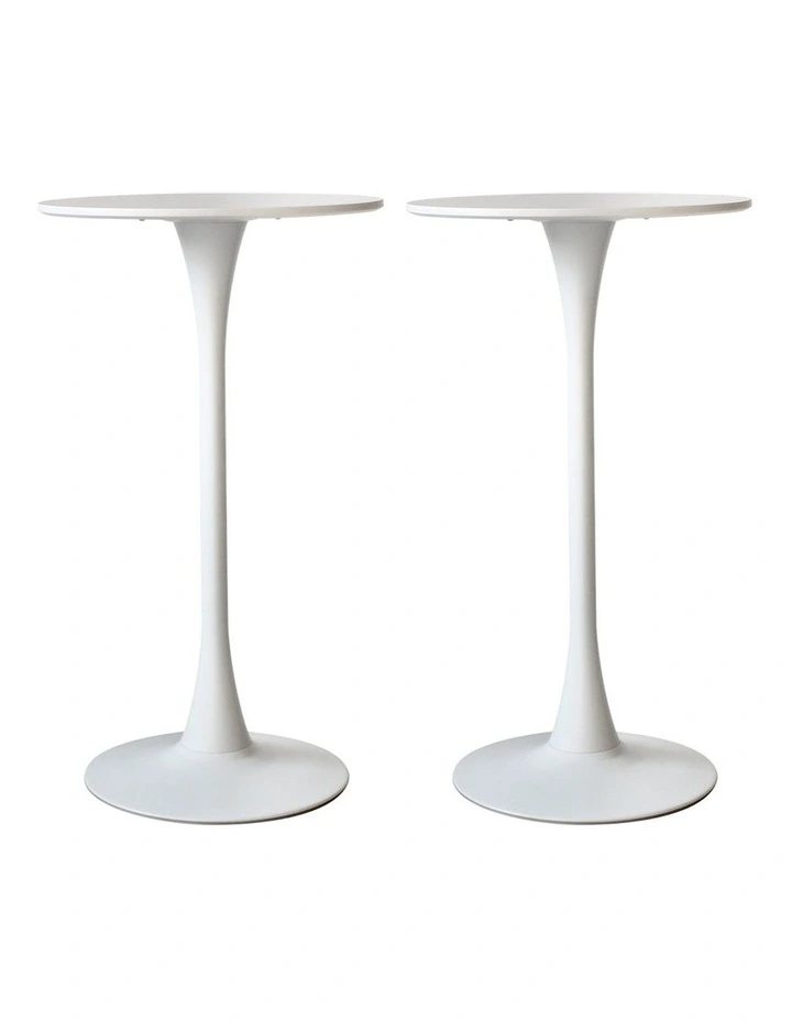 Round Metal Base Bar Table x2 in White