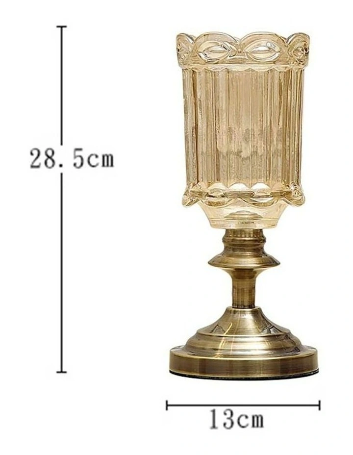 Transparent Glass Flower Vase with Metal Base Filler 28cm in Gold
