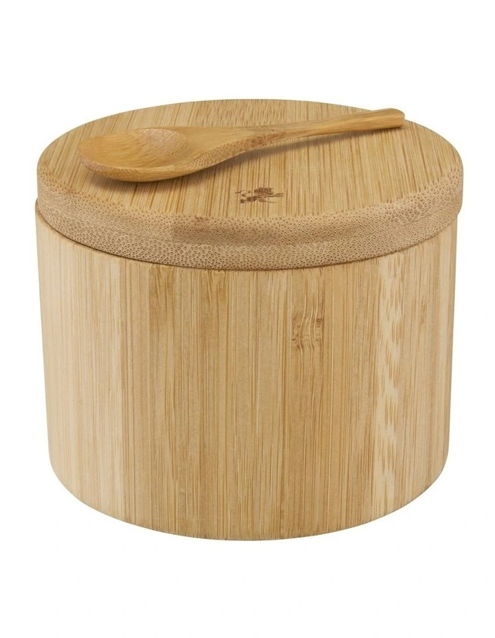 Evergreen Bamboo Salt Box With Spoon in Natural