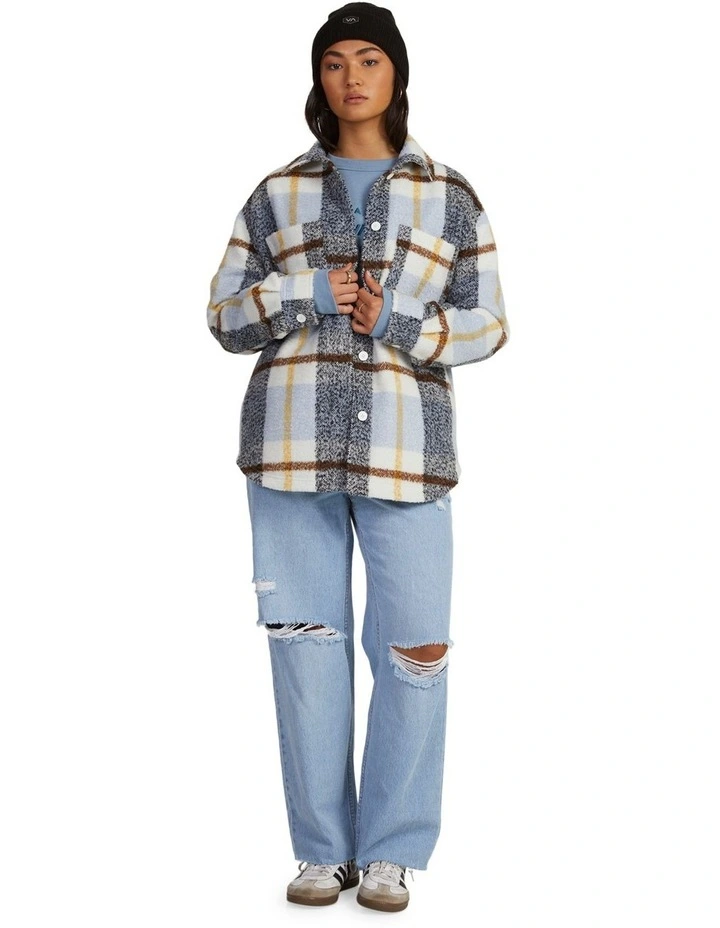 Valley Plaid Shacket in Beige