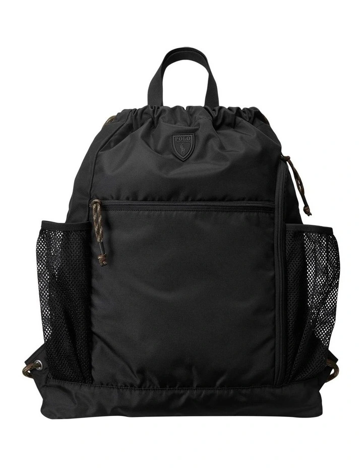 Canvas Convertible Drawstring Bag in Black