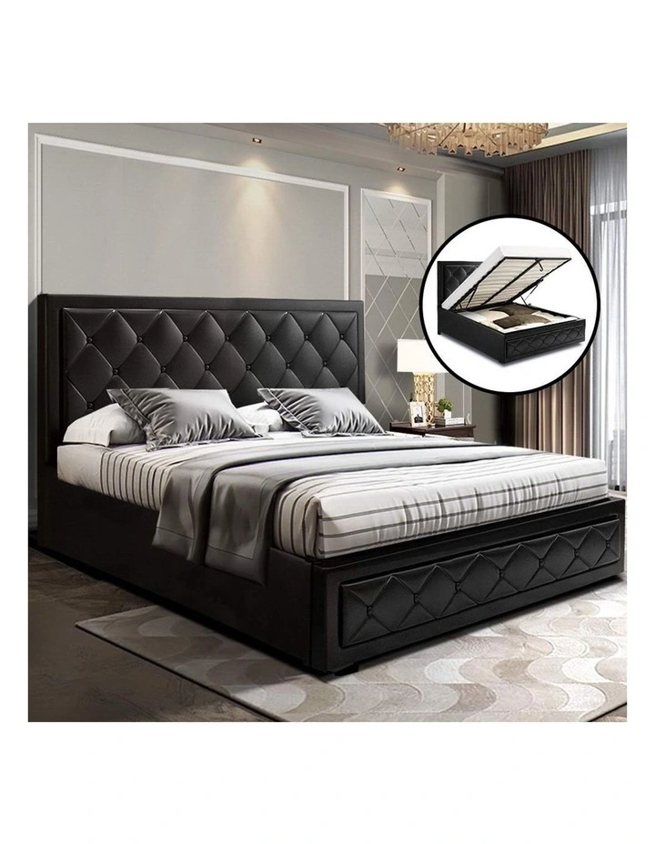 Tiyo Gas Lift Bed Frame Queen In Black