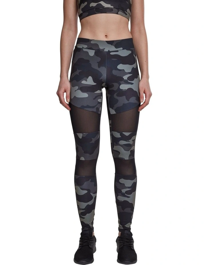 Camo Tech Mesh Active Leggings in Dark Camo/Black